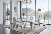 Dining Room Furniture Kitchen Tables and Chairs Sets Zig Zag Dining Table with 110 White Chairs